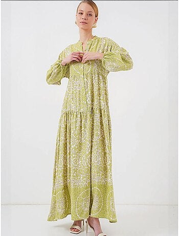 Maxi abito stampato con scollo a v bdart