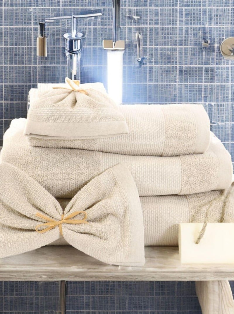 Maxi asciugamano da bagno cotone lino spugna ALINE Beige - Kiabi