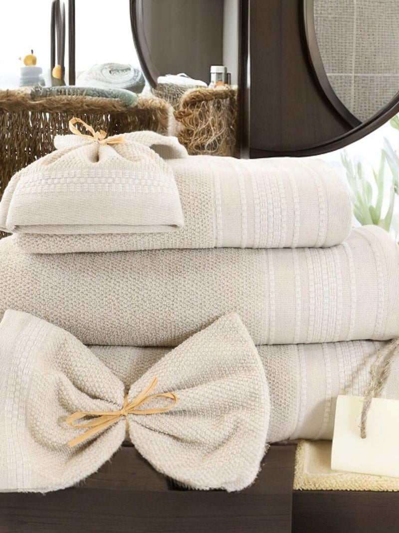 Maxi asciugamano da bagno cotone lino spugna LINA Beige - Kiabi