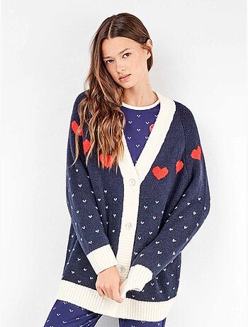 Maxi cardigan a maglia con bottoni anteriori