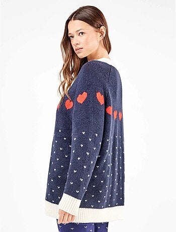 Maxi cardigan a maglia con bottoni anteriori