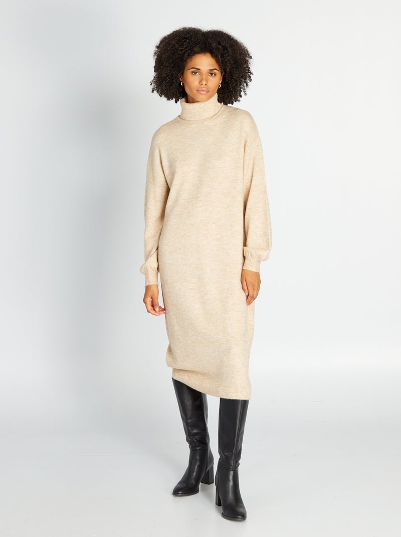 Maxi pull a collo alto Beige - Kiabi