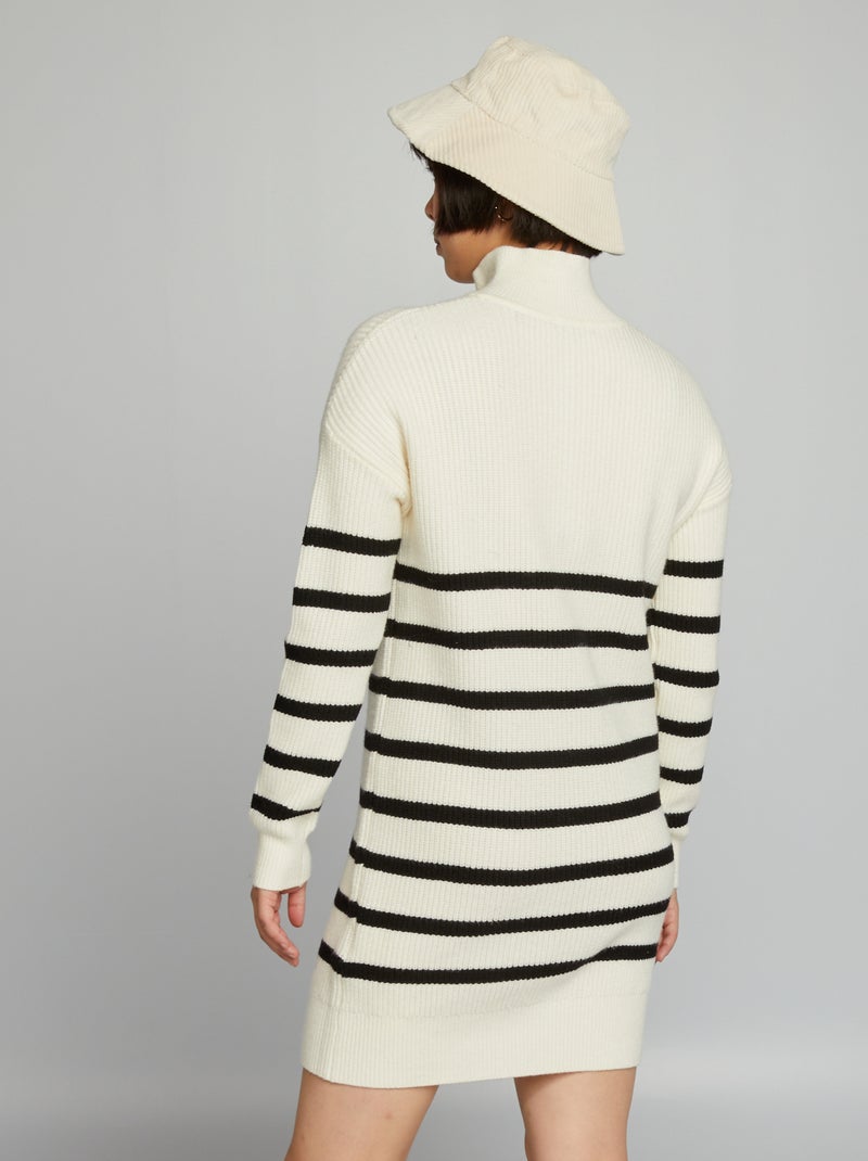 Maxi pull a collo alto con zip BIANCO Kiabi