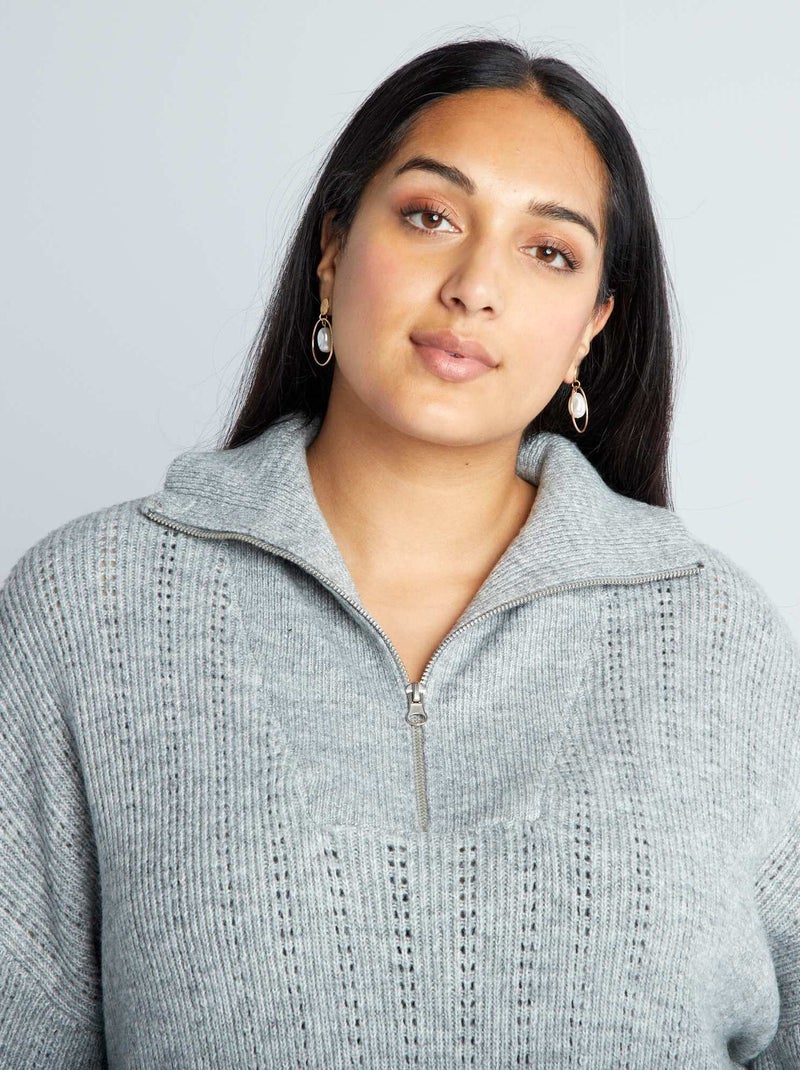 Pull Berna Collo Alto Zip Nero