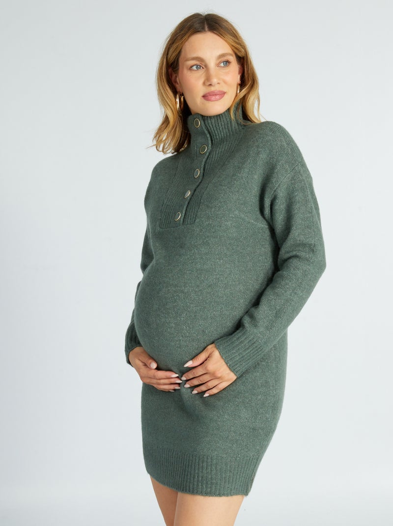Maxi pull a collo trucker grigio verde - Kiabi