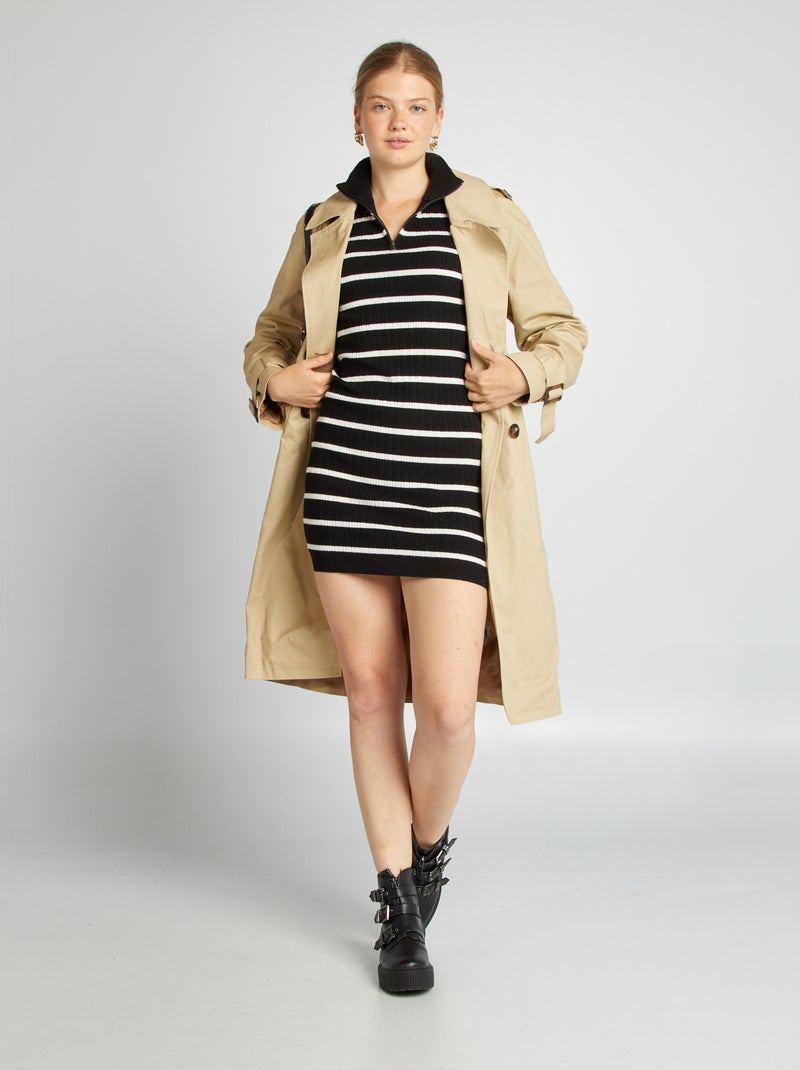 Maxi pull aderente con collo con zip GRIGIO - Kiabi