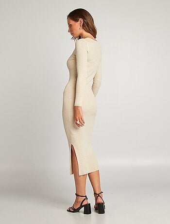 Maxi pull aderente in maglia a coste