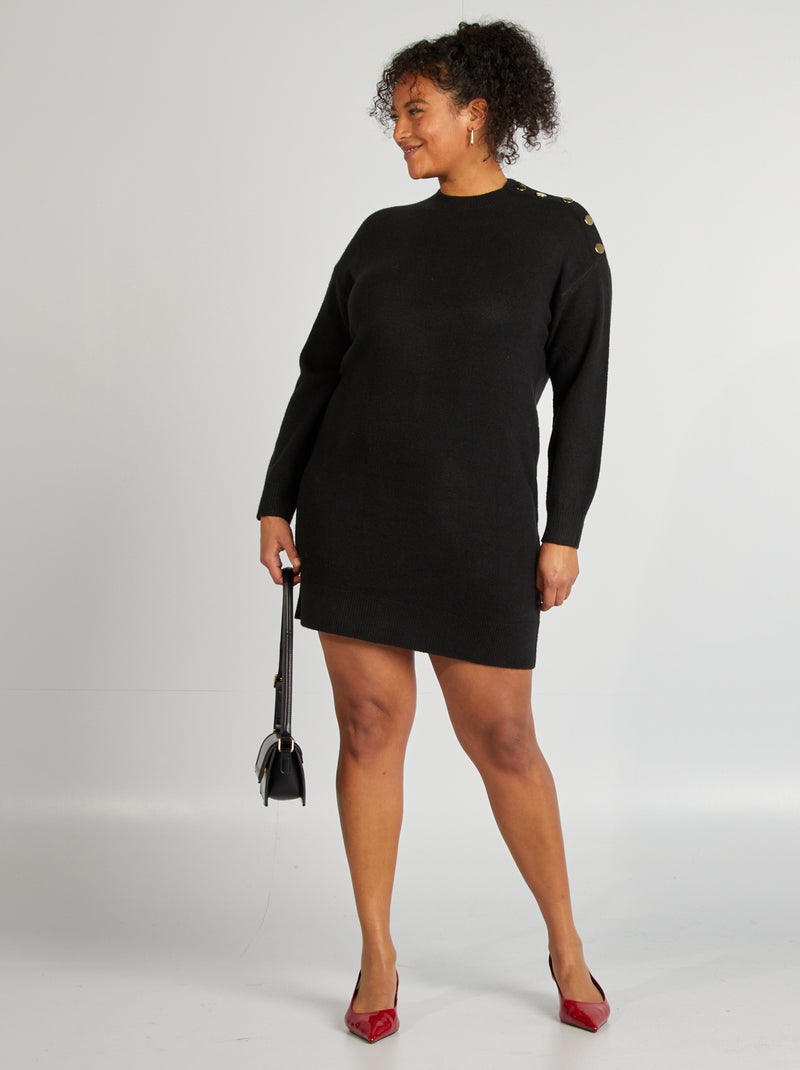 Maxi pull bottoni fantasia nero - Kiabi