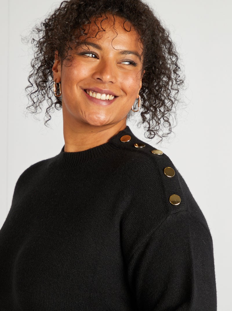 Maxi pull bottoni fantasia nero - Kiabi