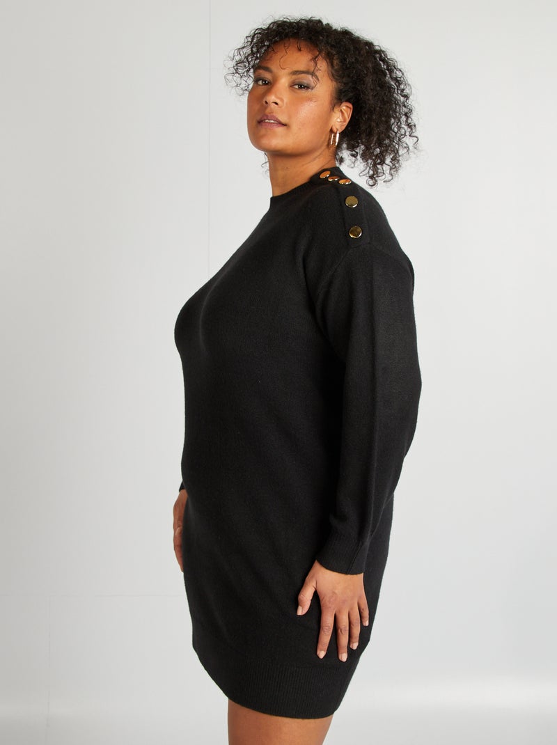 Maxi pull bottoni fantasia nero - Kiabi