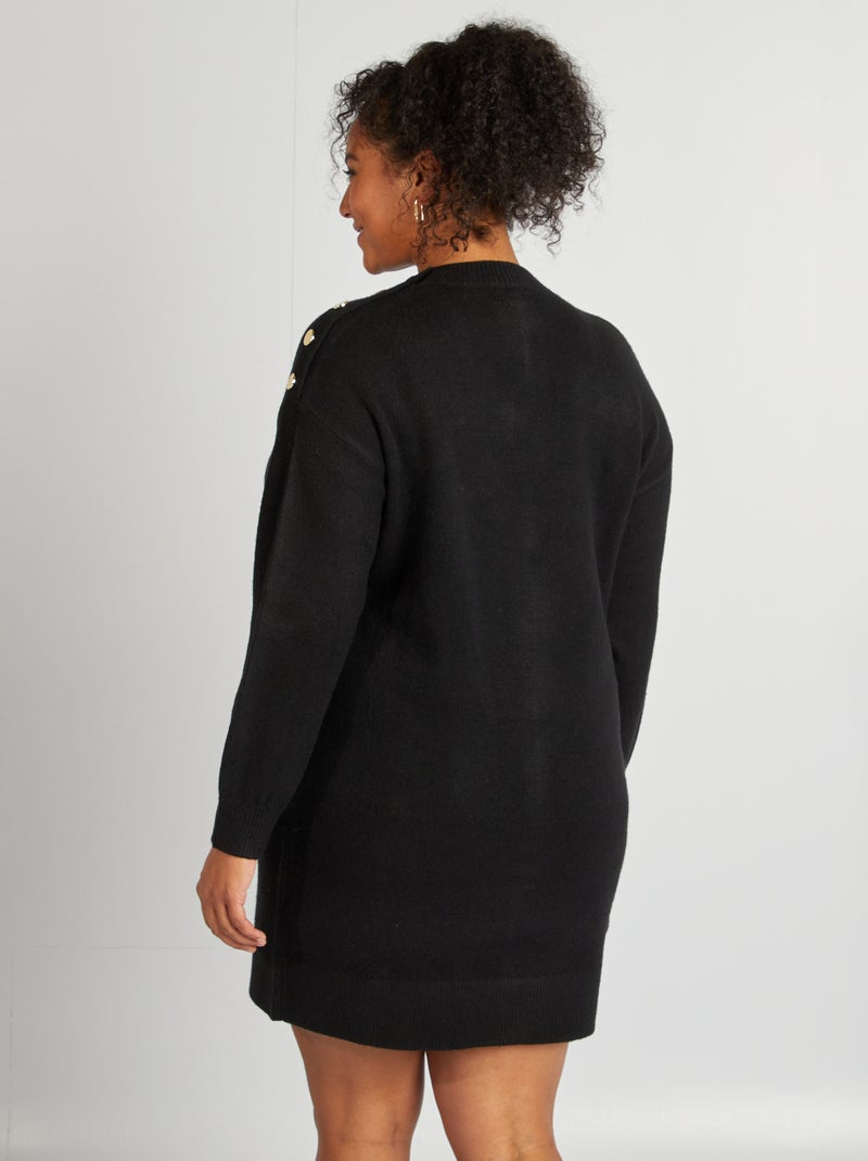 Maxi pull bottoni fantasia nero - Kiabi