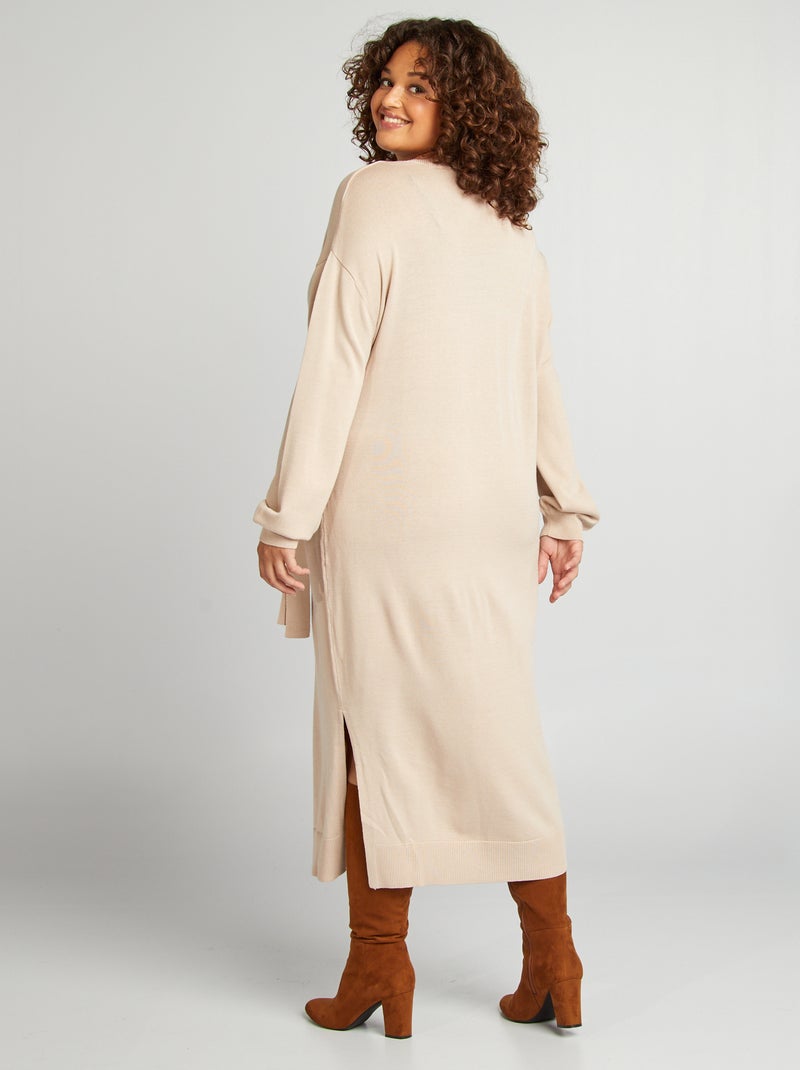 Maxi pull con cintura da annodare BEIGE - Kiabi