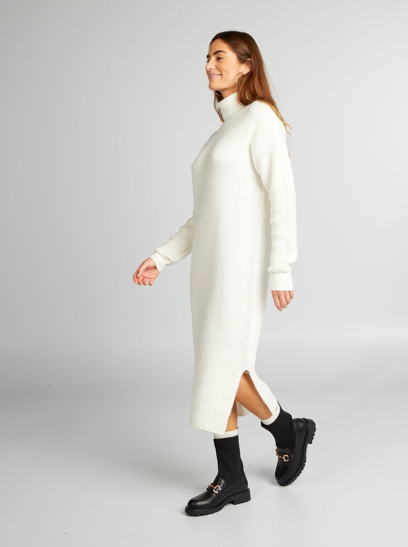 Maxi pull con collo a dolcevita BIANCO - Kiabi