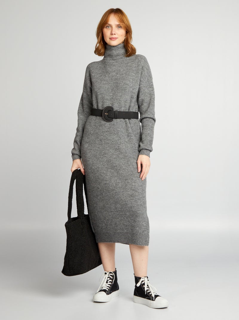 Maxi pull con collo a dolcevita GRIGIO - Kiabi