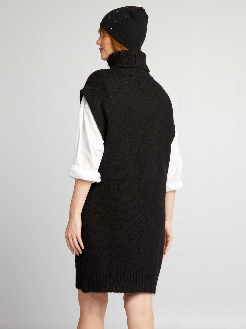 Maxi pull con collo a dolcevita nero - Kiabi