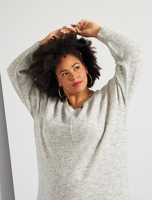 Maxi pull con lana - GRIGIO - Kiabi - 22.00€