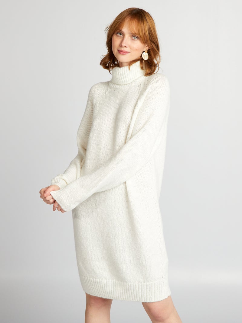 Maxi pull corto in maglia BIANCO - Kiabi