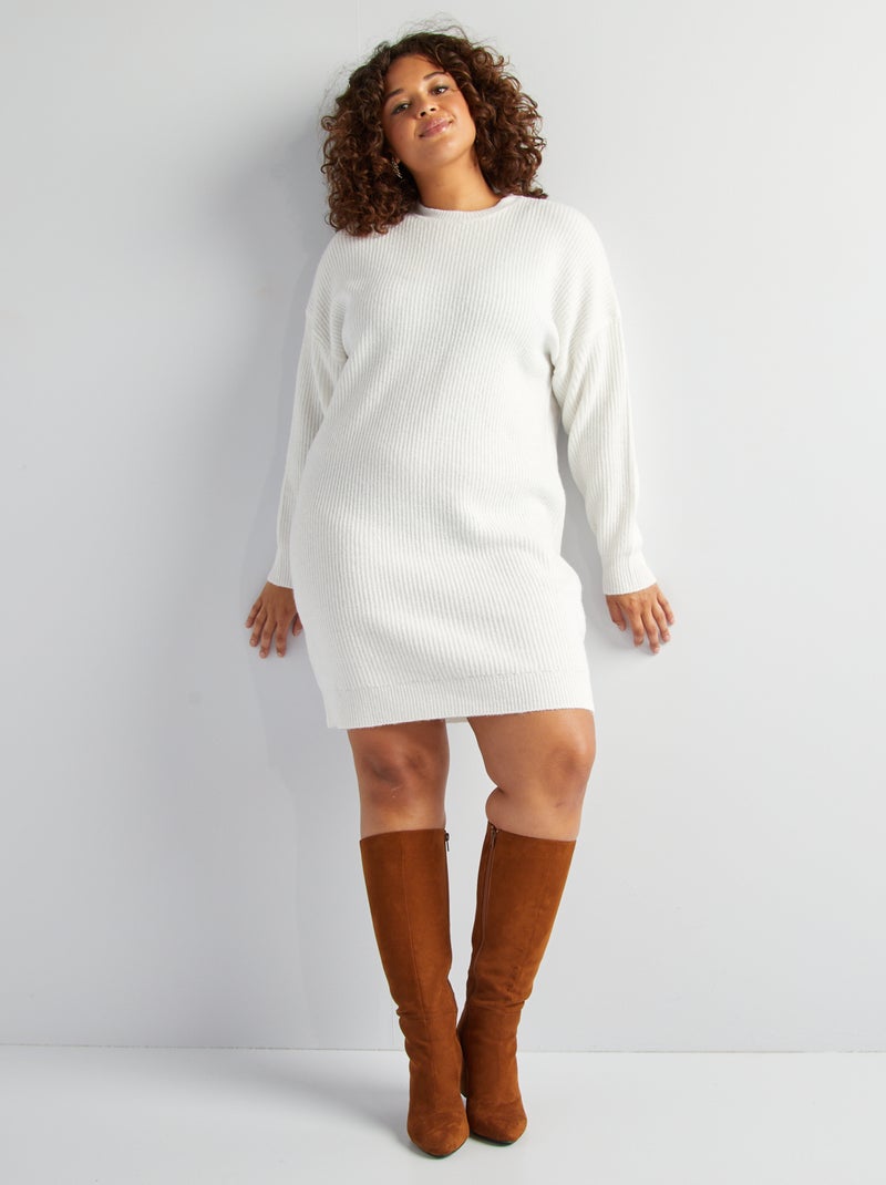 Maxi pull corto in maglia BIANCO Taglie forti Kiabi