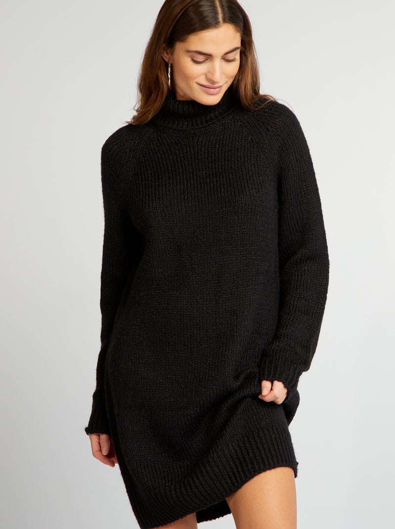 Maxi pull corto in maglia nero - Kiabi