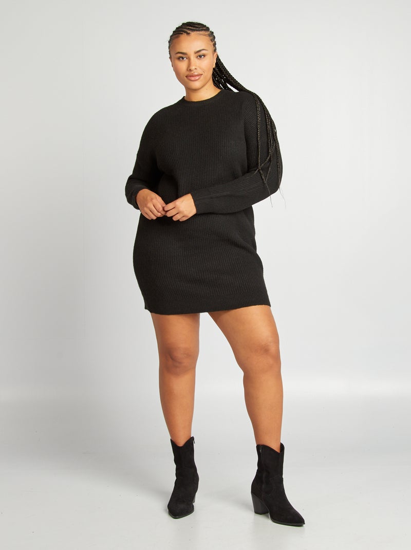 Maxi pull corto in maglia nero - Kiabi