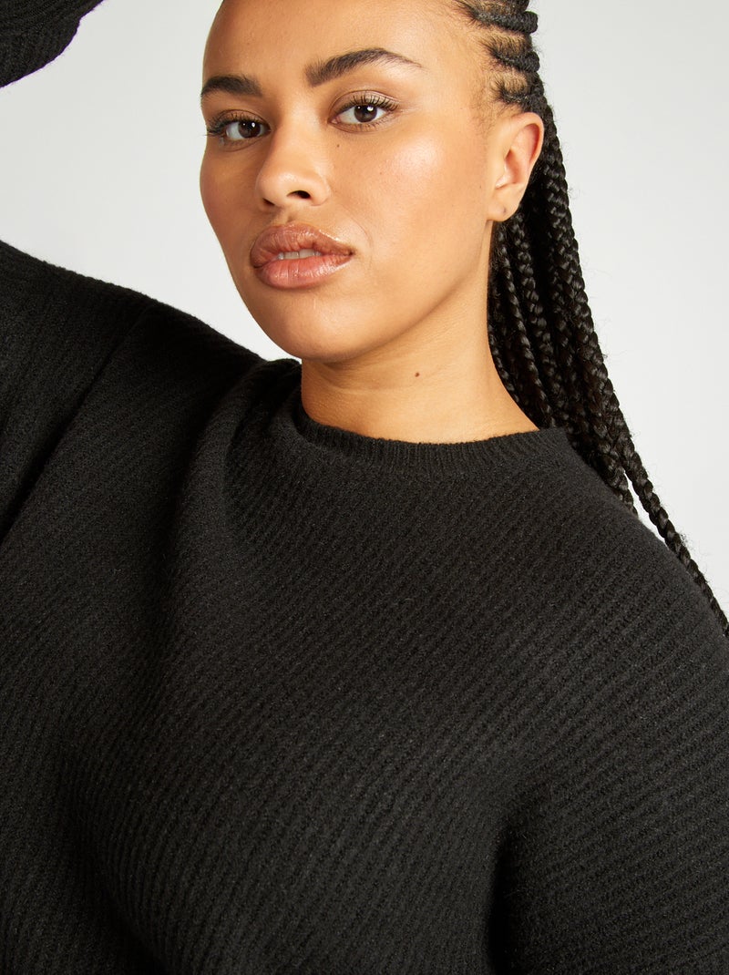 Maxi pull corto in maglia nero - Kiabi