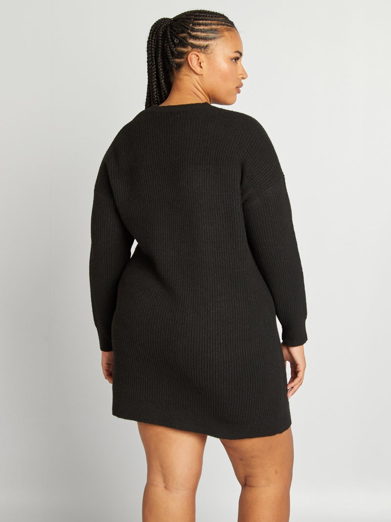 Maxi pull corto in maglia nero - Kiabi