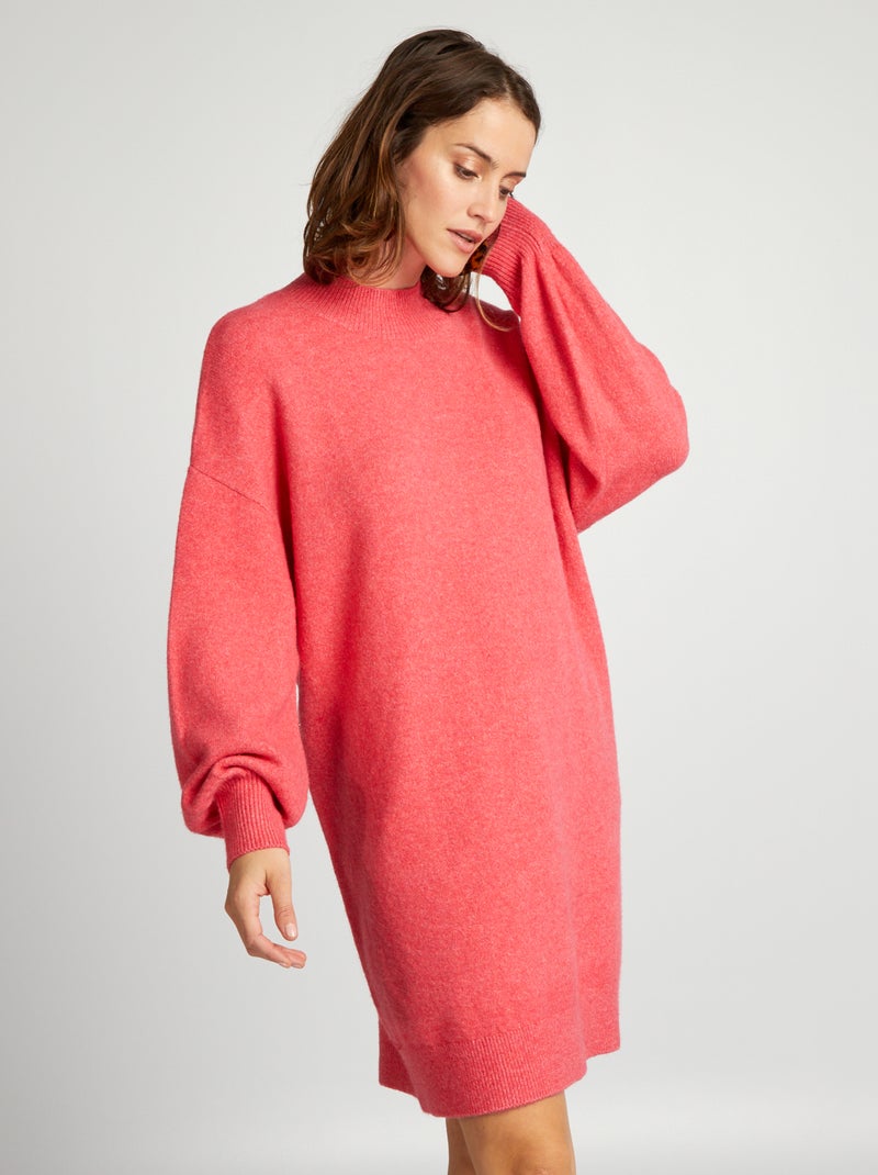 Maxi pull corto in maglia tinta unita ROSA - Kiabi