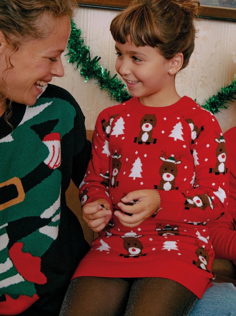 Maxi pull di Natale albero e renne ROSSO Kiabi