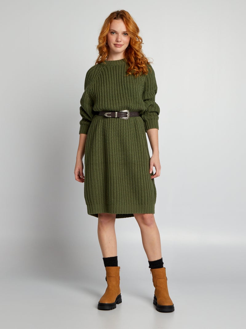Maxi pull in maglia a punto grosso VERDE - Kiabi