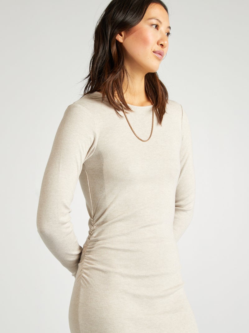 Maxi pull in maglia BEIGE - Kiabi