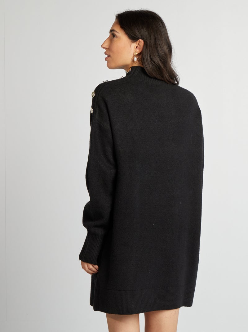 Maxi pull in maglia con collo alto nero - Kiabi