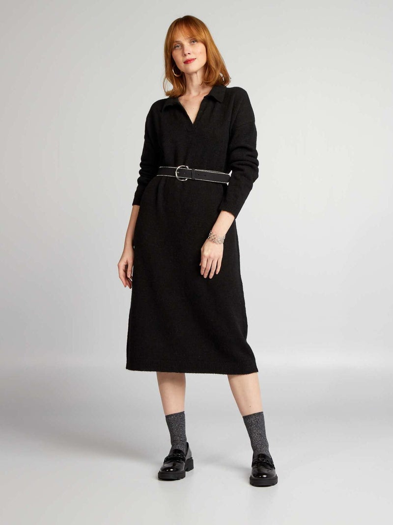Maxi pull in maglia con collo nero - Kiabi