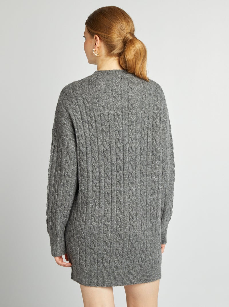 Maxi pull in maglia con lavorazione a trecce GRIGIO - Kiabi