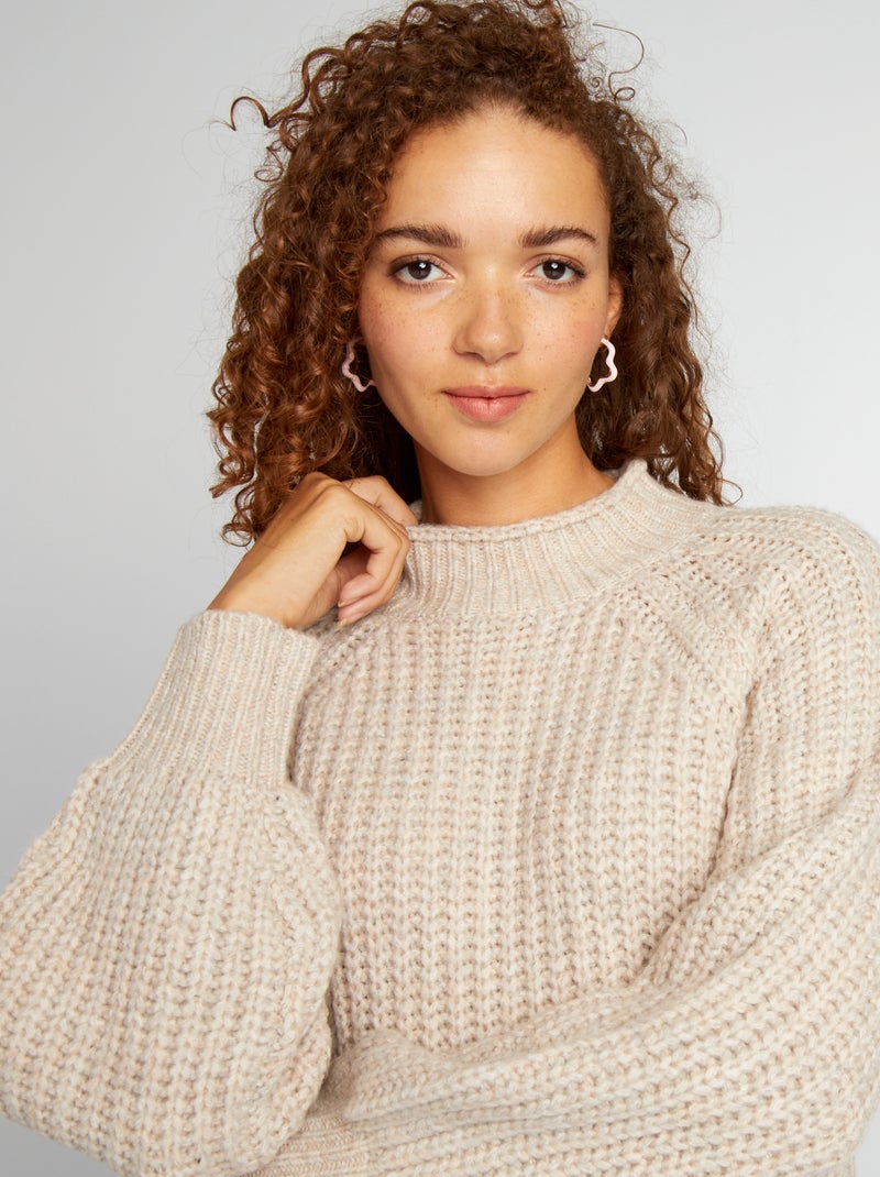 Maxi pull in maglia grossa BEIGE - Kiabi