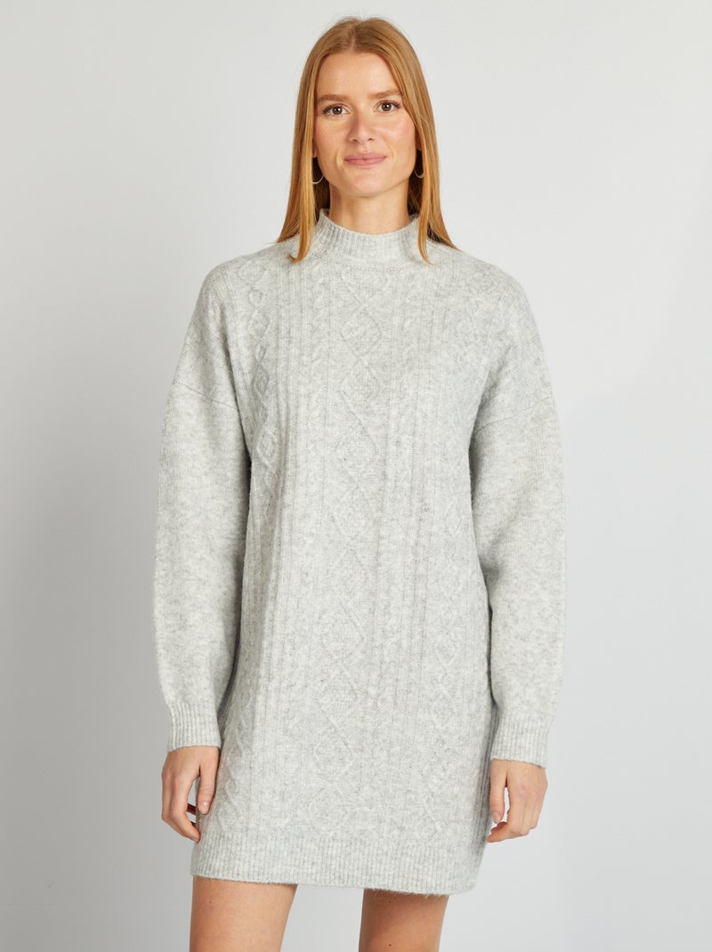 Maxi pull in maglia grossa lavorata a trecce GRIGIO Kiabi