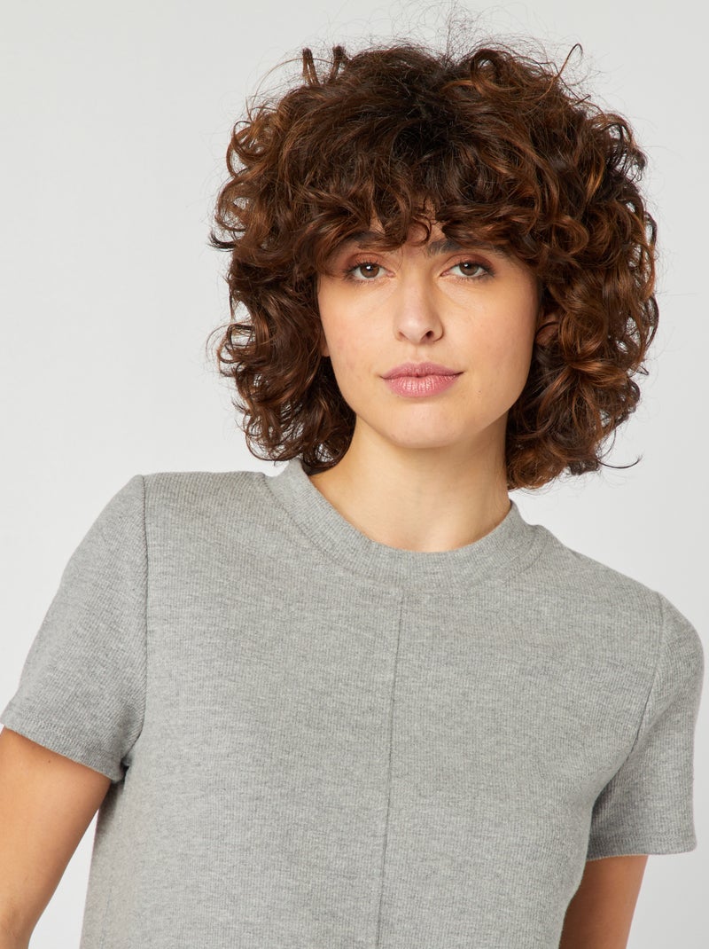 Maxi pull in maglia morbida a costine GRIGIO - Kiabi