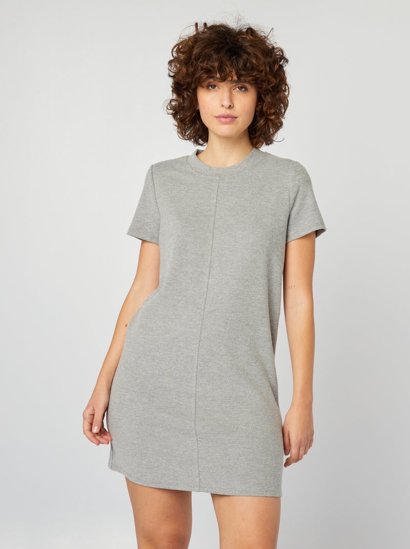 Maxi pull in maglia morbida a costine GRIGIO - Kiabi