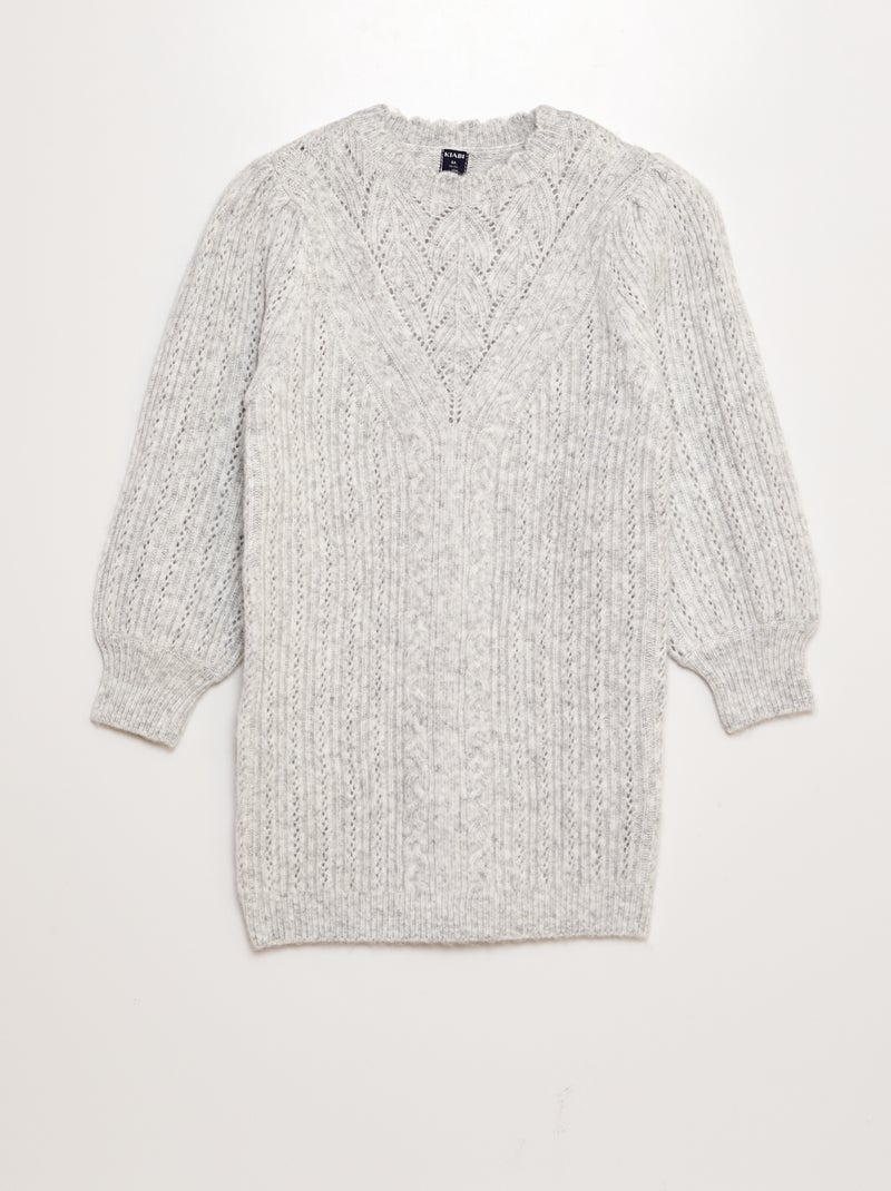 Maxi pull in maglia traforata e lavorazione a trecce GRIGIO - Kiabi