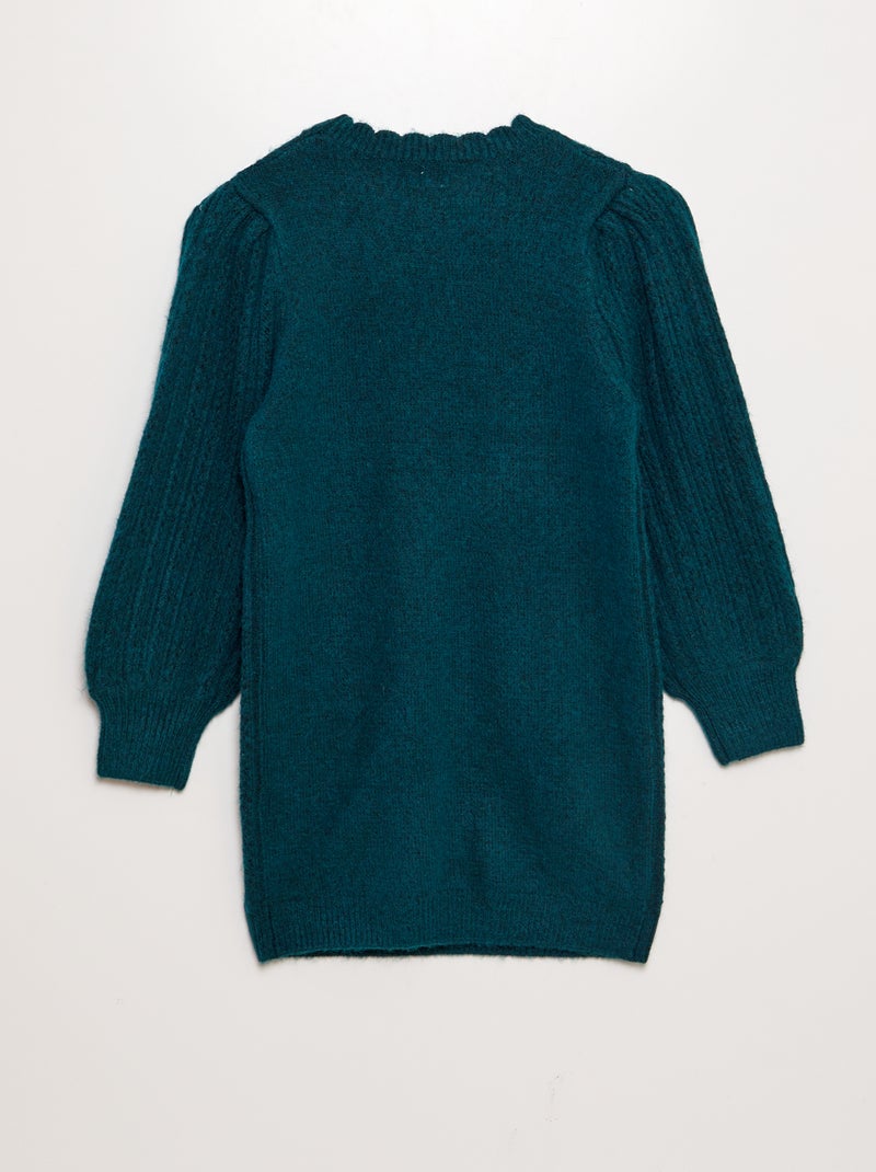 Maxi pull in maglia traforata e lavorazione a trecce verde - Kiabi