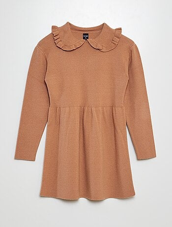 Maxi pull lavorato a maglia con collo con volant