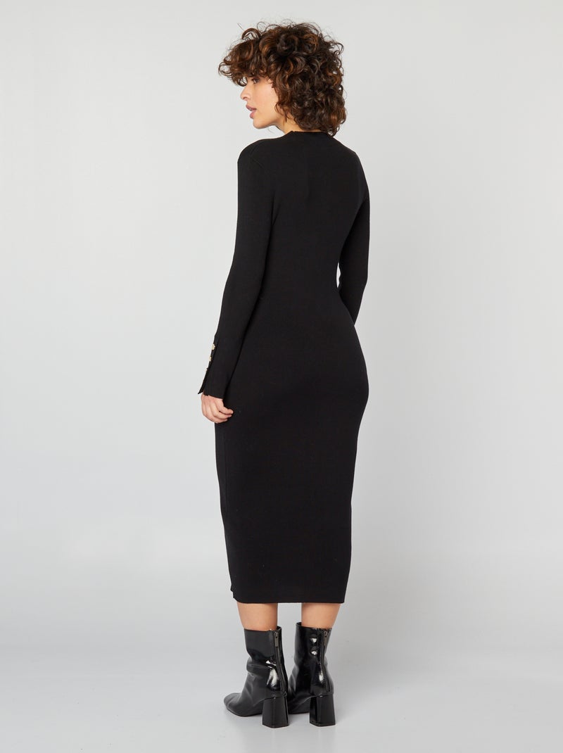 Maxi pull midi con bottoni dorati fantasia sulle maniche nero - Kiabi