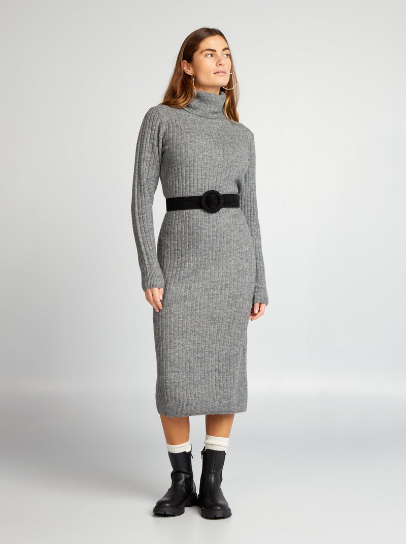 Maxi pull midi con collo a dolcevita GRIGIO - Kiabi
