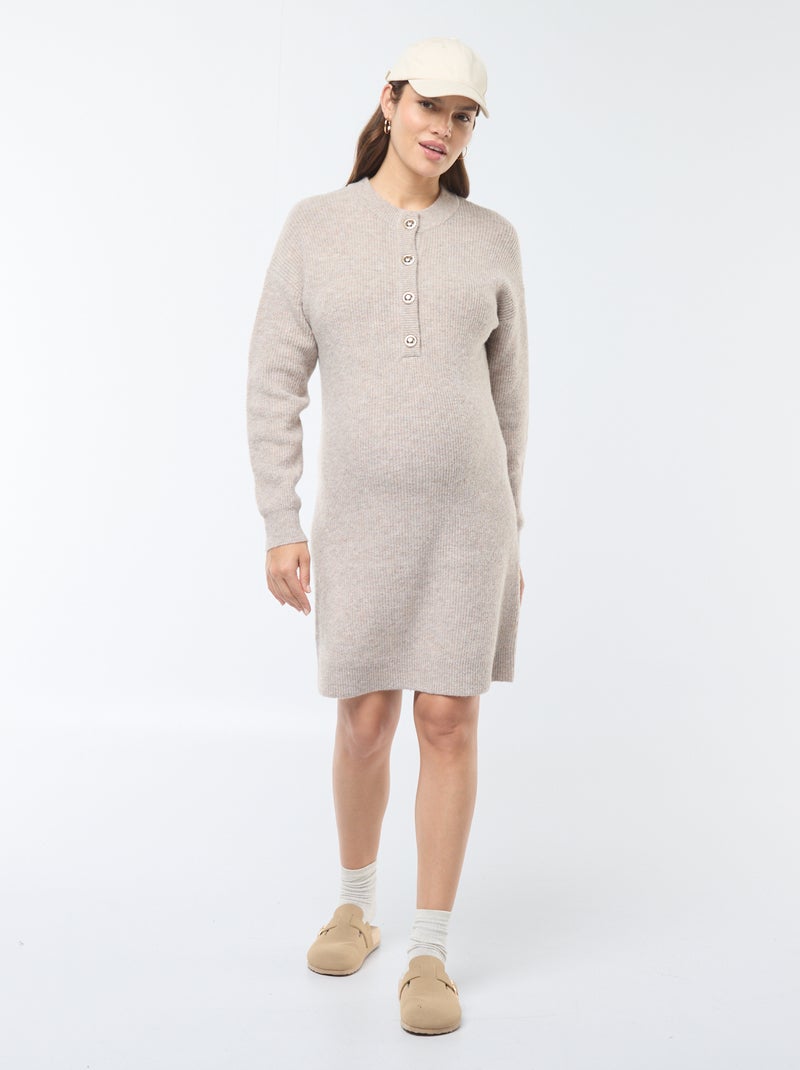 Maxi pull per l'allattamento con apertura con bottoni Beige - Kiabi