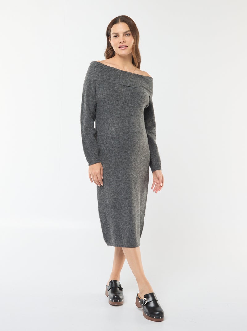 Maxi pull premaman scollo bardot Grigio - Kiabi