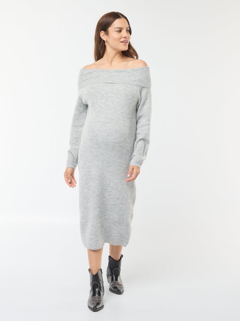 Maxi pull premaman scollo bardot Grigio - Kiabi