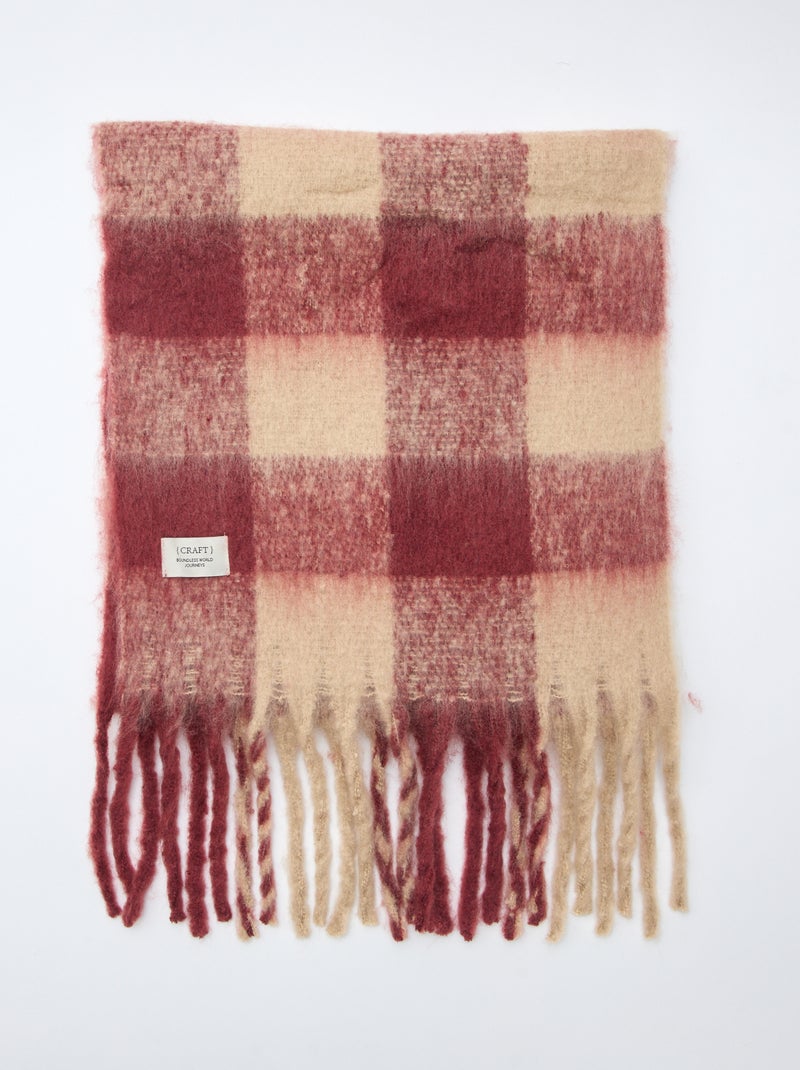Maxi sciarpa morbida con frange Rosso - Kiabi
