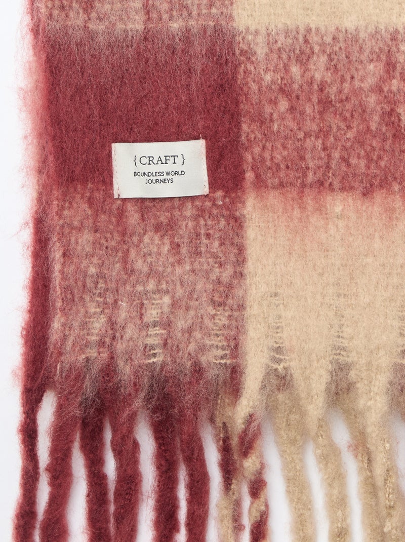 Maxi sciarpa morbida con frange Rosso - Kiabi
