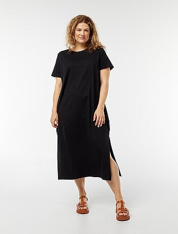 Maxi t-shirt lunga a maniche corte tinta unita
