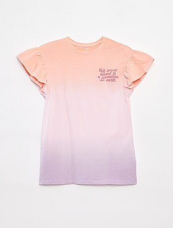 Maxi t-shirt tie and dye con maniche con volant
