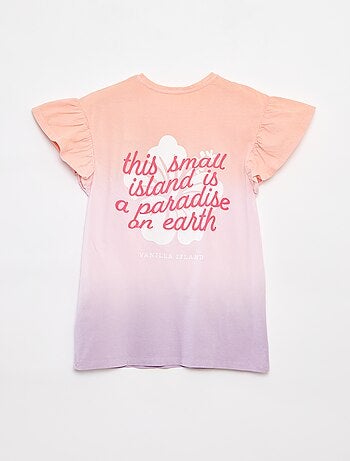 Maxi t-shirt tie and dye con maniche con volant